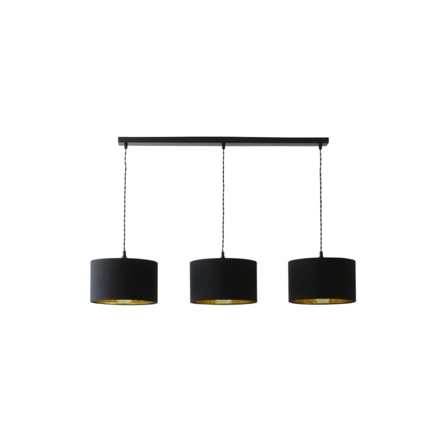 ValueLights Shaw Matte Black 3 Bar Black Gold Shades and Bulbs