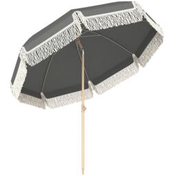 Outsunny 1.7 m Beach Umbrella, Adjustable Height Portable Parasol, Grey Grey Grey Φ174 x 205H cm