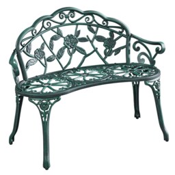 Yaheetech Floral Rose Accented Outdoor Metal Bench-Green Green Green One Size 1