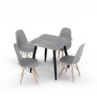 Ceramic Square Table Chairs Set Modern 4 Person Seater Kitchen Dining Room 80cm Multi Armani Grey Table & Grey Chairs