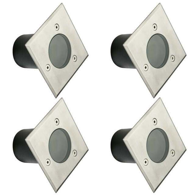 CGC MYAH Square Small Stainless Steel Inground and Decking Light Silver Stainless steel effect Height: 10 cm, Width: 10 cm, Cut Out: 8.5 cm
