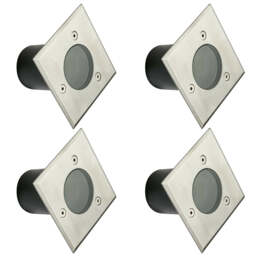 CGC MYAH Square Small Stainless Steel Inground and Decking Light Silver Stainless steel effect Height: 10 cm, Width: 10 cm, Cut Out: 8.5 cm