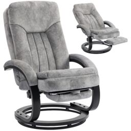 HOMCOM Manual Recliner Armchair with Footrest, Wooden Base, Grey Grey Grey