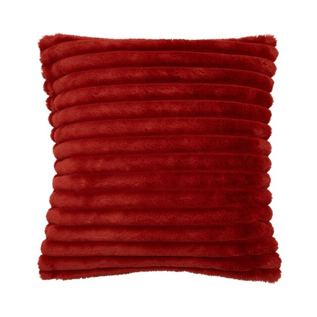 Catherine Lansfield Cosy Ribbed Faux Fur Soft Touch Cushion Orange Burnt Orange 45x45cm
