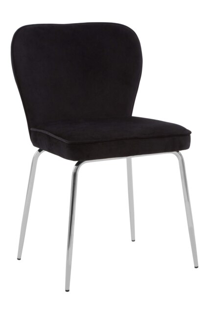 Orsina Curved Black Chrome Finish Dining Chair,Chrome Finish Lounge Chair,Kitchen Chair,Curved Backrest Armchair