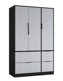 FUJI 3 Door 4 Drawer Wardrobe Black Black & Grey 117 x 55 x 8.5 1
