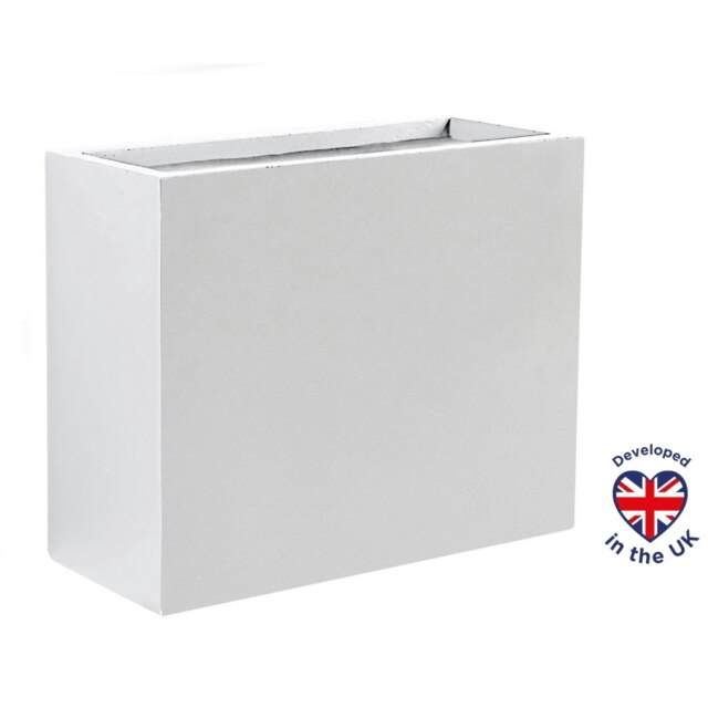 Narrow Light Concrete White Trough Planter H50.5 L60 W30 cm, 91 ltrs Cap.