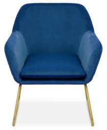 Orsina Midnight Velvet Armchair with Gold Legs, Easy Care Velvet Chairs, Indoor Dining with Velvet Dinner Chair