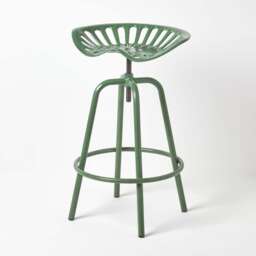 Homescapes Adjustable Tractor Seat Bar Stool Vintage Style Green Metal