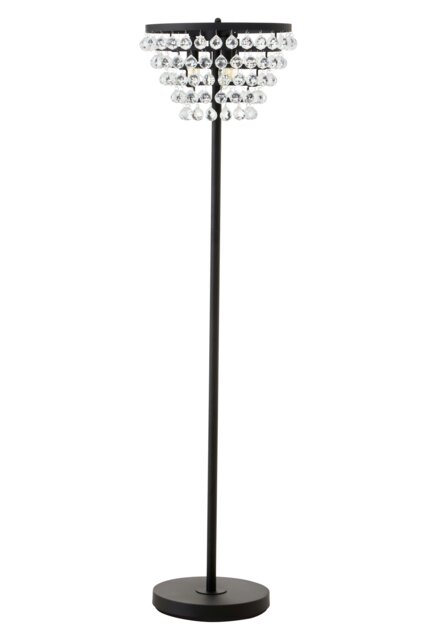 Interiors by Premier Clear Crystal Floor Lamp with Black Metal Frame, Elegant Transitional Floor Lamp with Crystal Beads Black