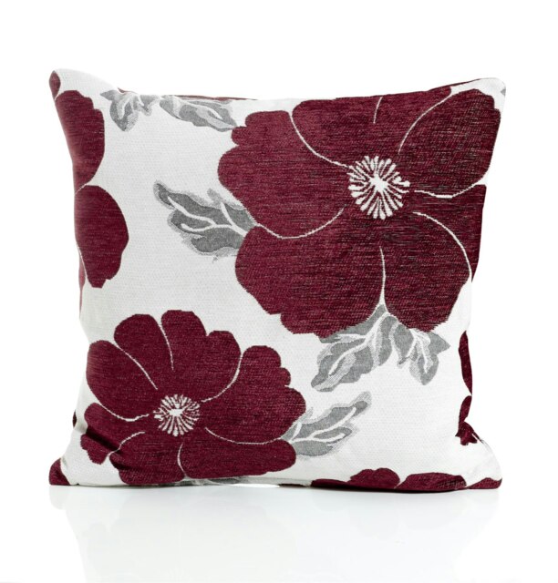 Poppy Chenille 45cm x 45cm Aubergine Cushion Set of 4 Purple Cream & Grey 45cm x 45cm x 10cm 4