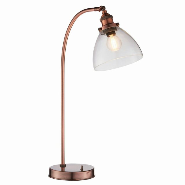 Hansen 1 Light Table Lamp Aged Copper, Glass, E14