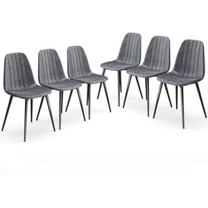 URBNLIVING Carlo Velvet Dining Chairs With Padded Seat Grey Dark Grey Not provided 6