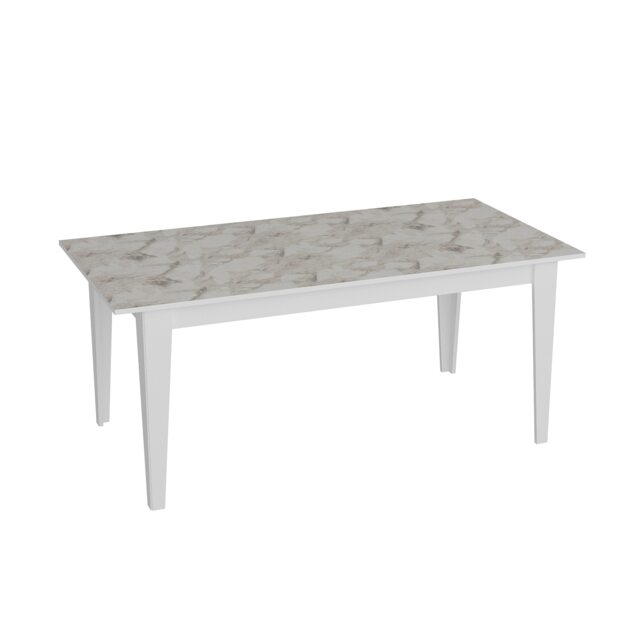 Decorotika Polka Dining Table - W 180 cm x H 76,8 cm x D 90 cm Multi White Marble Effect and White 1
