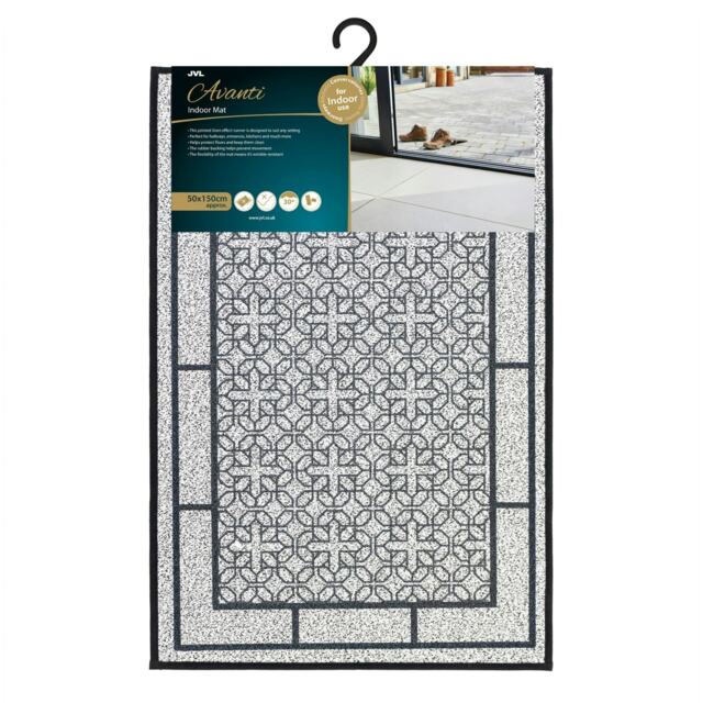 JVL Avanti Machine Washable Entrance Doormat, 50x75cm - Grey