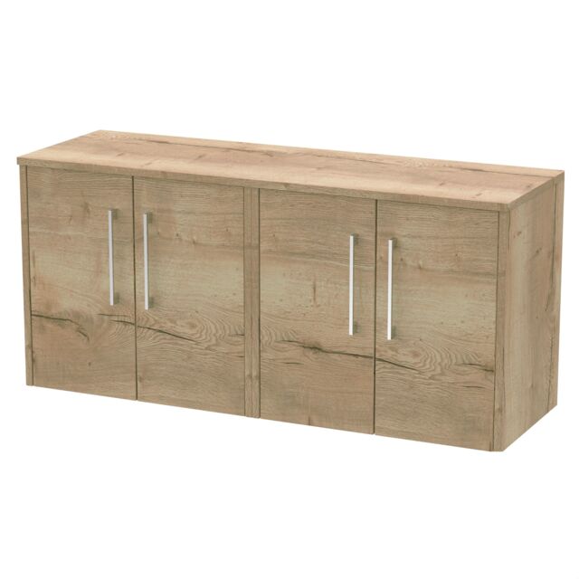 Balterley Winshill Contemporary Wall Hung Vanity Unit with Worktop, Light Oak, 1200mm