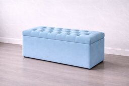 Sky Blue Plush Ottoman Storage Box