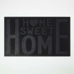 Homescapes Black Rubber Home Sweet Home Non-Slip Doormat
