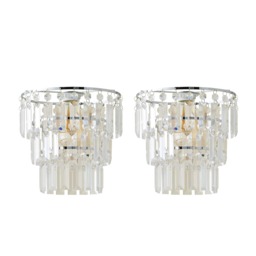 ValueLights Kelsks Pair Modern 3 Tier Clear Droplets Ceiling Shades Silver