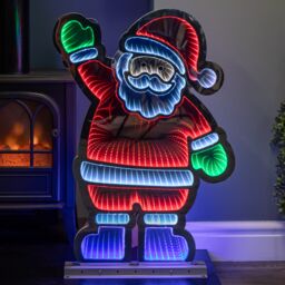 74cm Infinity Light up Standing Santa Christmas Decoration with Multi-Coloured LEDs on Metal Base