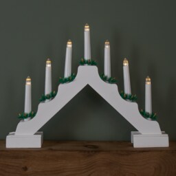 41cm Battery Operated Light up White Christmas Candle Bridge with 7 Warm White LEDs