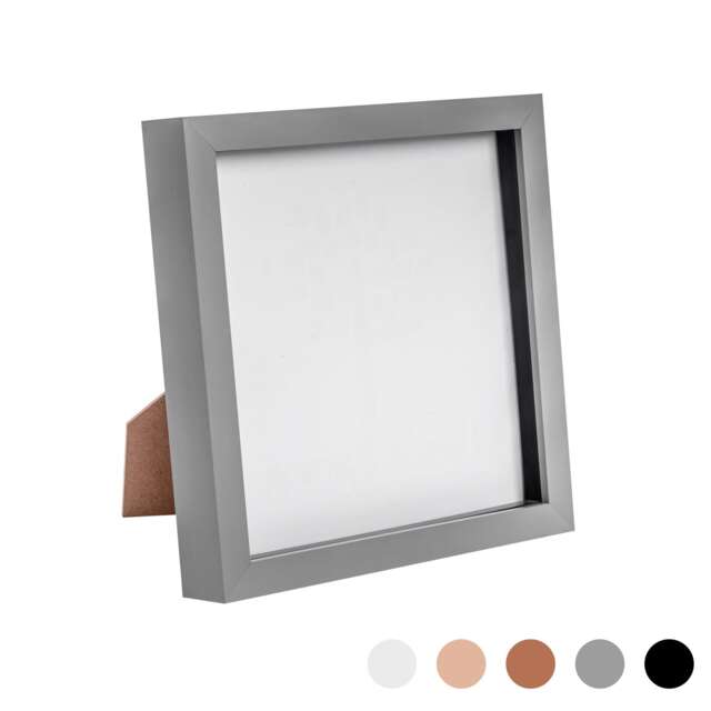 "Nicola Spring 8 x 8"" Photo Frame - Grey - 3D Photo Frame Picture Frame Box Portrait Display Case (22.5 x 22.5cm)"