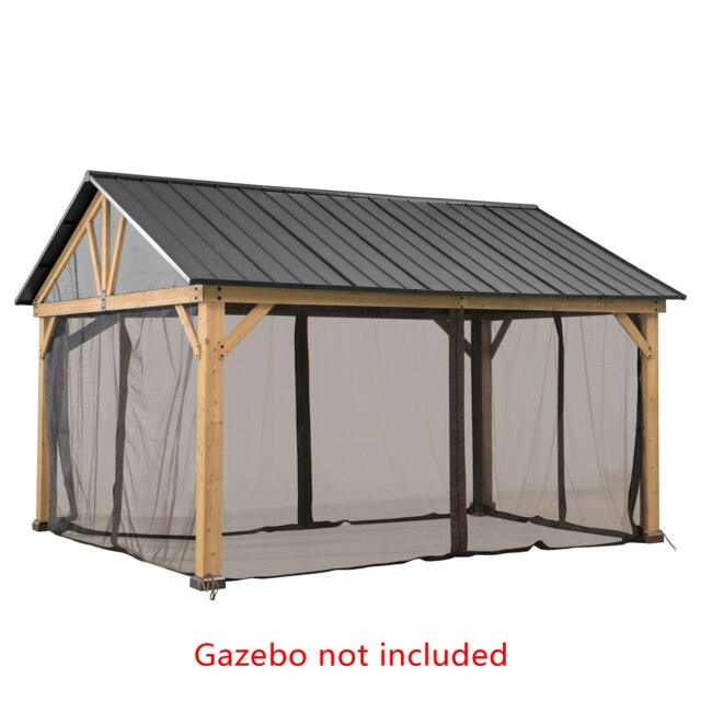 Sunjoy Accessory Netting for Sunjoy Cedar Wooden Gazebo - 4.6m X 4m, Khaki（Gazebo Not Included）