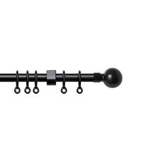 13 - 16mm Black Ball Metal Curtain Pole Set 120 - 210cm Black Black