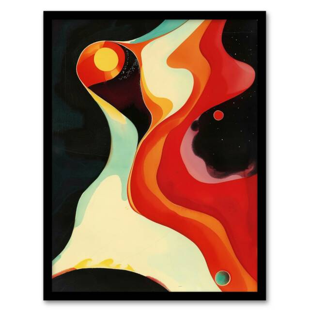 Abstract Galaxy Space Planets Stars Living Room Black Framed Wall Art Print A4