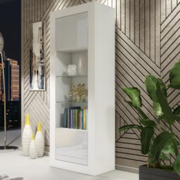 Display Cabinet Bookcase Sideboard Storage Cabinet Cupboard White High Gloss 170cm