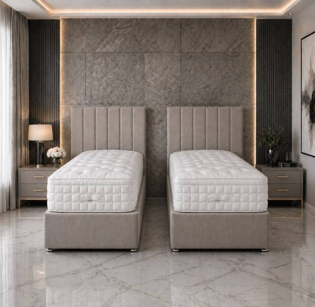 6ft Superking Zip Link 6x3 Length Coffee Plush Divan Bed Full Set No Drawers