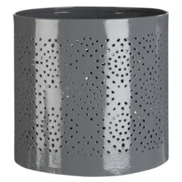Punched Grey Finish Small Candle Holder Grey