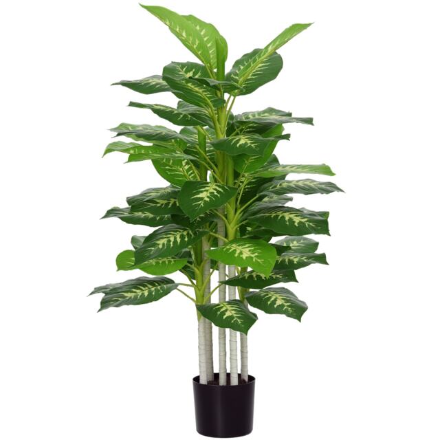 HOMCOM 120cm Artificial Evergreen Tree Fake Plant in Pot Indoor Decor Green Green