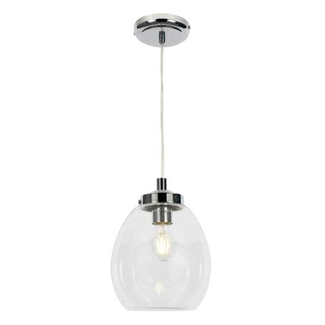 BHS Zeta Clear Glass Bathroom Ceiling Pendant, Chrome Silver Chrome 1