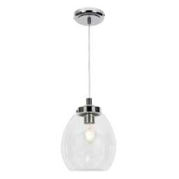 BHS Zeta Clear Glass Bathroom Ceiling Pendant, Chrome Silver Chrome 1