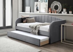 Fabric Day Bed Grey with pull out bed Grey Single