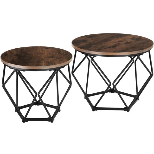 Coffee Table Set 2-Piece Benham Brown Industrial wood dark, rustic 50 x 50 x 40 cm 1