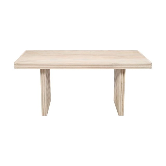 Hudson Carved 6 Seater Dining Table - Mango Wood - L90 x W165 x H78 cm Cream