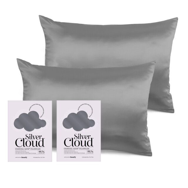 Silver Cloud Silver Ion Infused Satin Pillowcase Charcoal - Twinpack