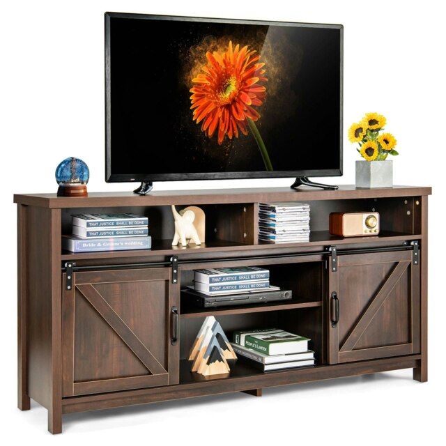 COSTWAY 65 Inches TV Stand Media Entertainment Center Brown Brown 1