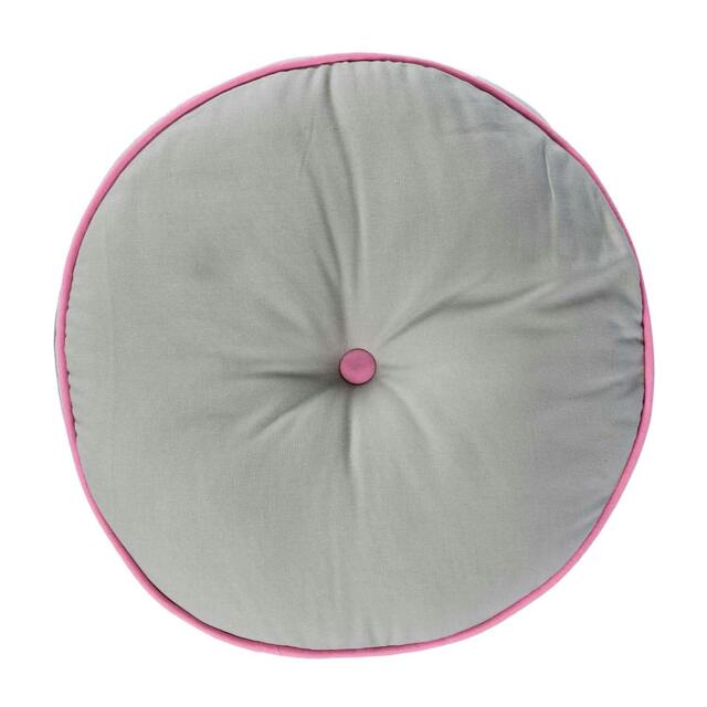 Homescapes Grey and Pink Round Floor Cushion Grey Pink & Grey 43 x 7 cm