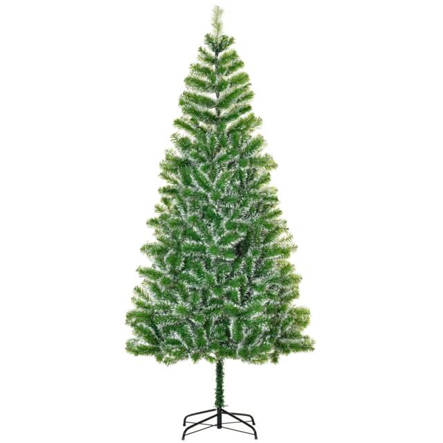 HOMCOM 7FT Indoor Christmas Tree Artificial Decoration mas Gift with Metal Stand Branch Tips