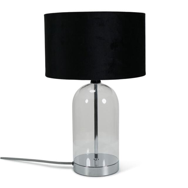 ValueLights Jessy Chrome Metal Table Lamp Black Velvet Shade and Bulb