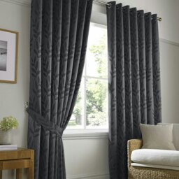 Voli Ring Top Lined Curtains - 117cm x 183cm - Charcoal