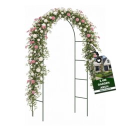 2.4m Metal Garden Arch Plant Climbing Trellis Archway Arched Frame