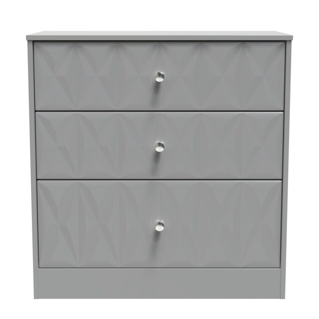 Memphis 3 Drawer Deep Chest of Drawers in Dusk Grey (Ready Assembled) Grey Dusk Grey
