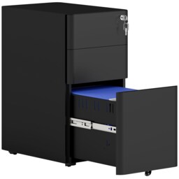 Vinsetto Steel Filing Cabinet with Lock and Wheels for Home Office, Black