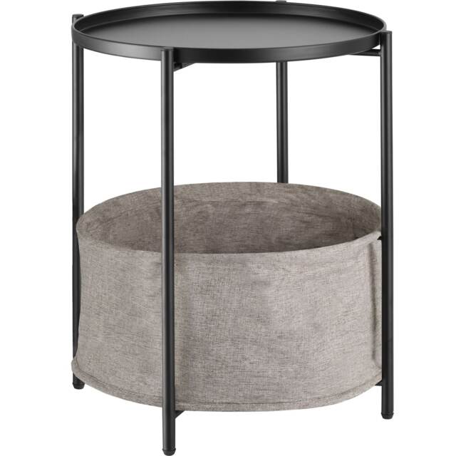 Bedside Table Canterbury - round with removable shelf, spacious basket, 45.5 x 45.5 x 53 cm Black black 45,50 x 45,50 x 53 cm 1