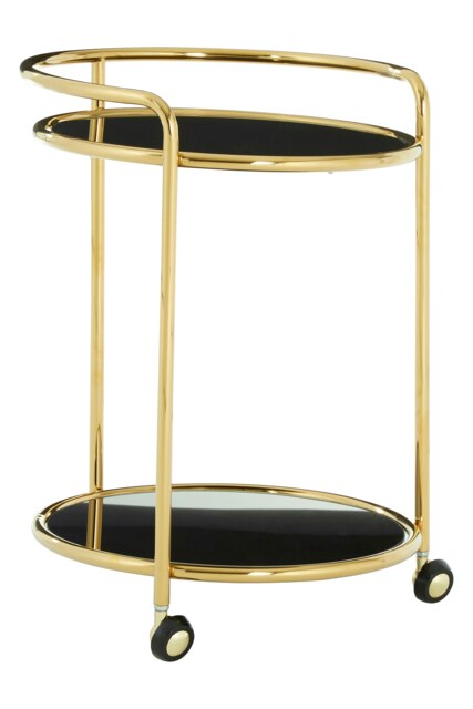 Orsina Durable Round Gold Finish Trolley, Easy Mobility Of Kitchen Trolley, Simple Maintenance of Drinks Trolley