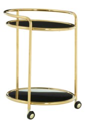 Orsina Durable Round Gold Finish Trolley, Easy Mobility Of Kitchen Trolley, Simple Maintenance of Drinks Trolley
